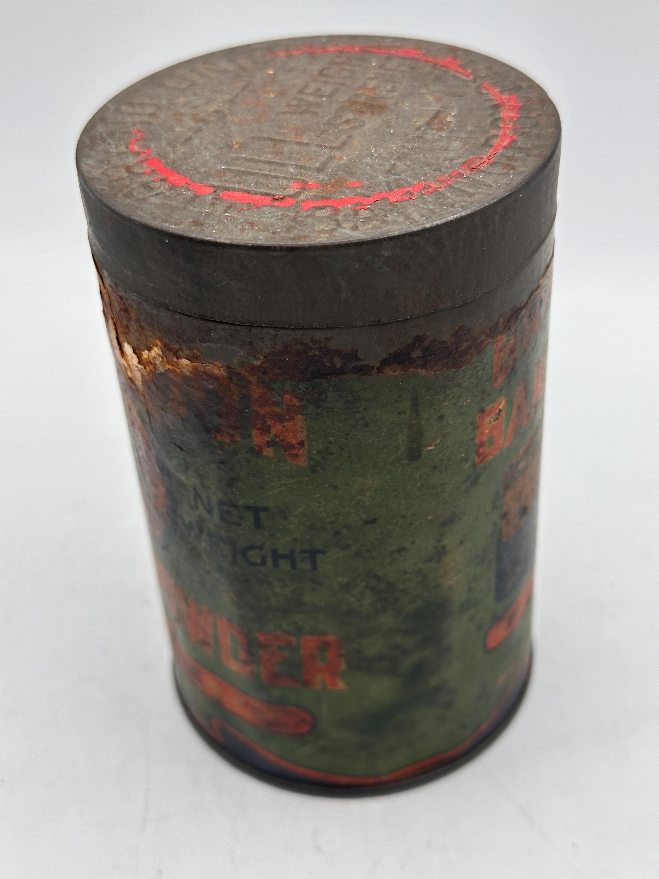 Vintage 1940 Baking Powder Tin Green an Rusty Farmhouse Deco