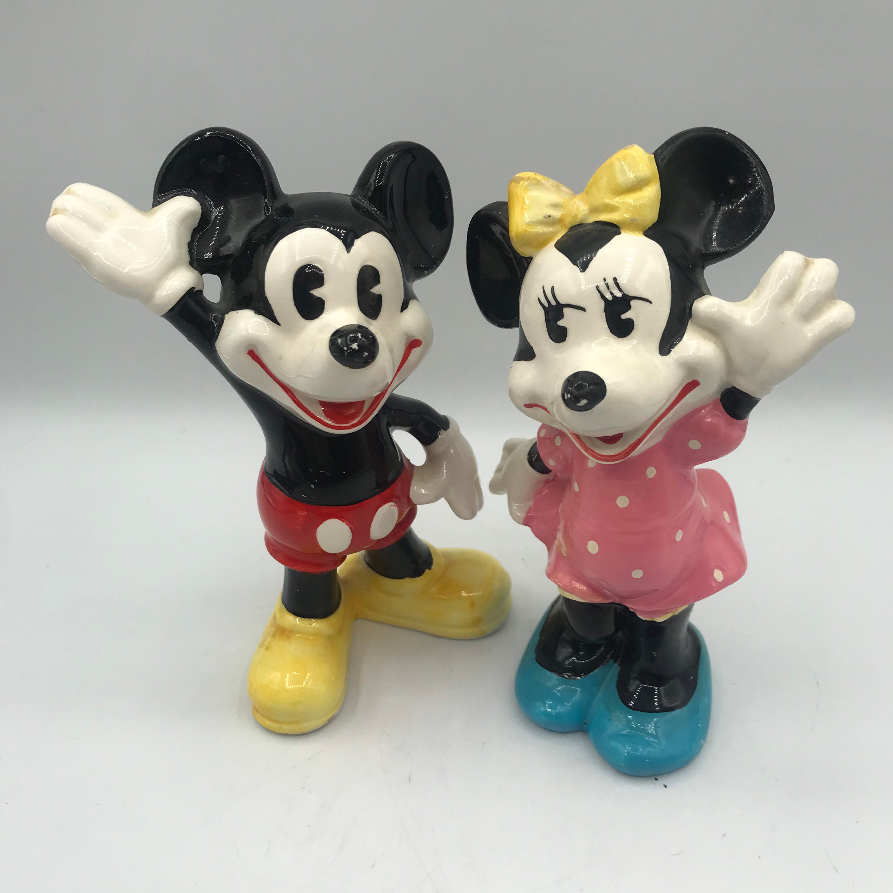 Vintage Disney Mickey & Minnie Ceramic Figurine | Pie-eye Made in