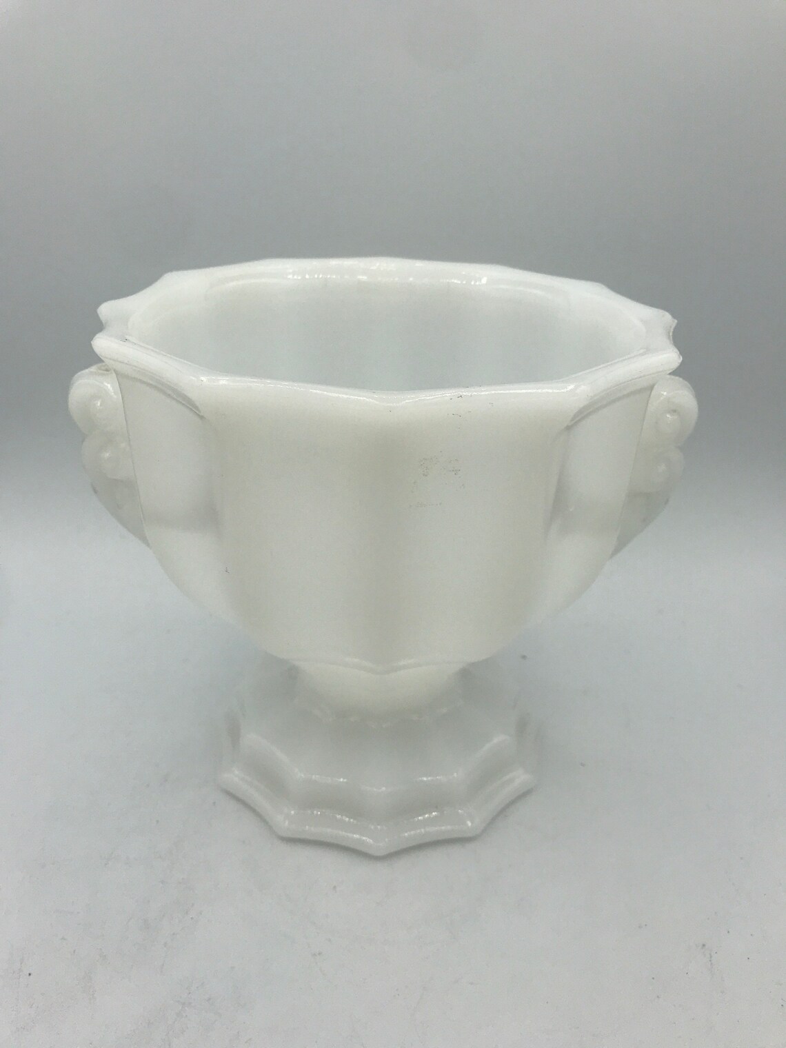 Vintage E.O. Brody Mj46 Milk Glass Pedestal Urn Vase Planter Etsy