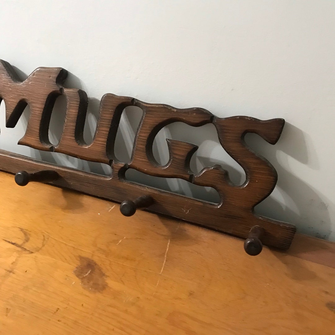 Vintage Mug Hanging Rack Wood Farmhouse Decor Boho 1970 - Etsy