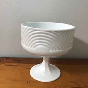 Vintage E.O. Brody Milk Glass Pedestal Urn Vase Planter White Glass farmhouse deco mid Century