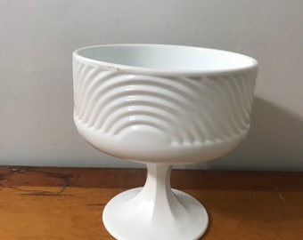 Vintage E.O. Brody Milk Glass Pedestal Vase, Farmhouse Decor