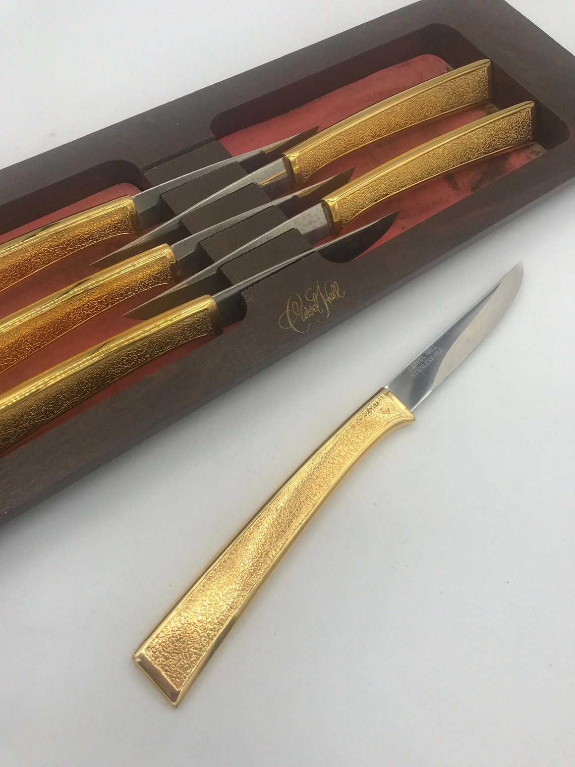 Vintage Carvel Hall Steak Knives Set of 6 in Box Case 24k Gold Etsy