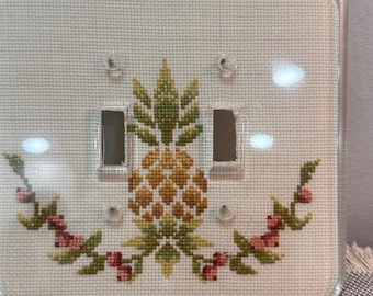 1 Pineapple Double Switchplate Cover Cross Stitch Cottagecore
