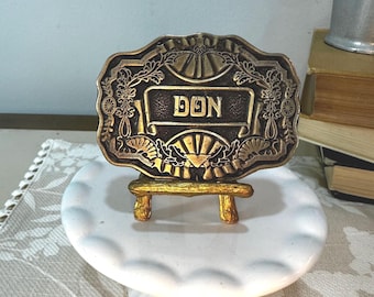 Fibbia per cintura in ottone e bronzo Oden Inc con il nome "Don"