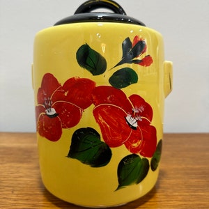 Vintage large McCoy yellow black cookie jar Canister  Mid Century/Retro Kitchen/Vintage/ cottage grandma