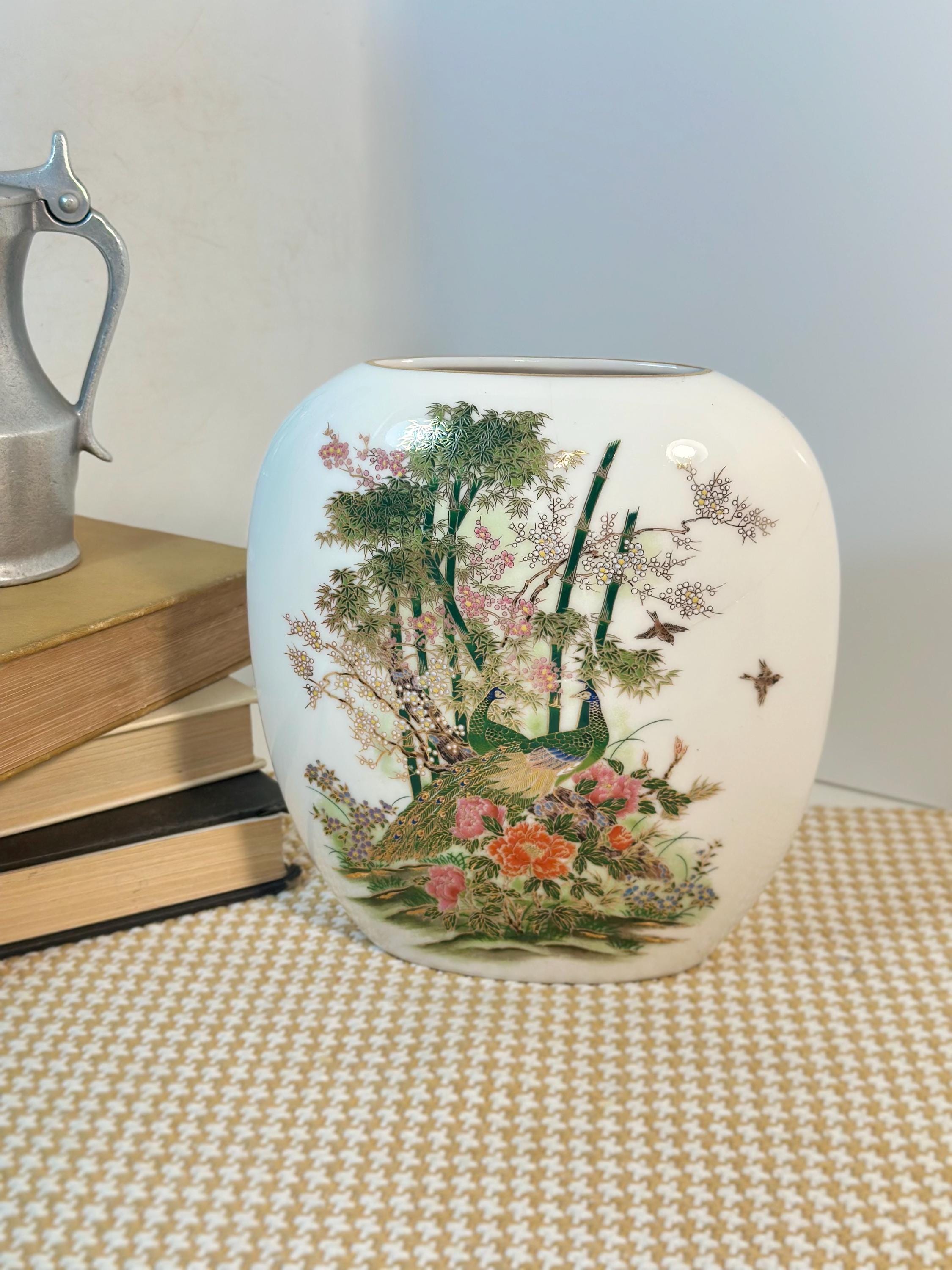 Ceramic Asian Bird Japan Vase - Etsy
