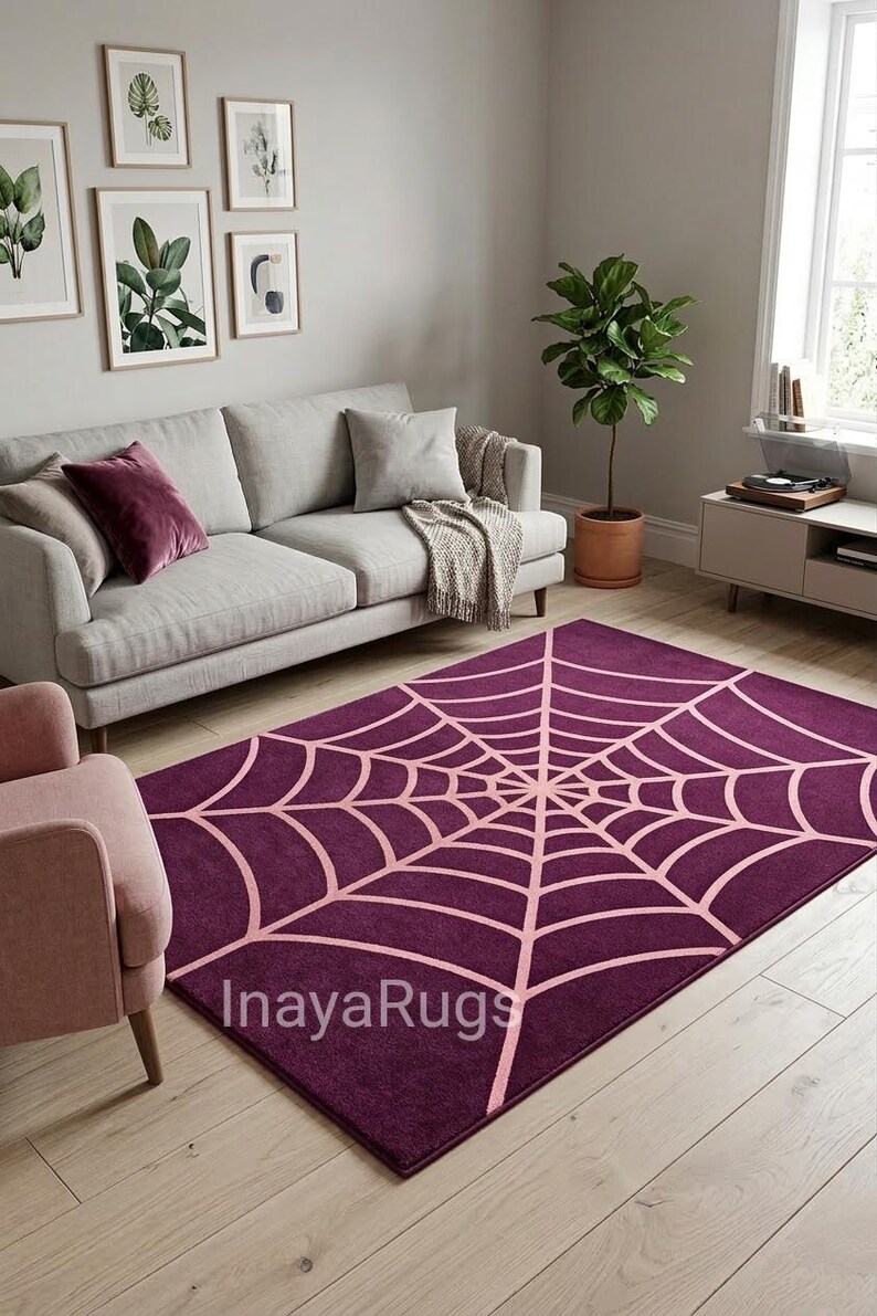 Vortex Spider Web Rug Spider Web Rug Purple Gothic Area Rug, Halloween Spider Web Carpet ...
