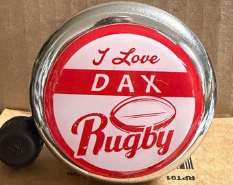 Campanello per bicicletta "I Love DAX Rugby" – Accessorio per bici per tifosi – Regalo per appassionati di rugby – Campanello per bicicletta originale – DingStyle