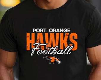 Port Orange Hawks Football Shirt | Distressed Hawks Design | Game Day Family Shirts | Free Shipping