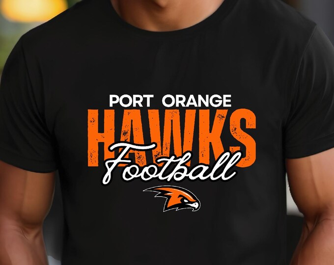 Port Orange Hawks Football Shirt | Distressed Hawks Design | Game Day Family Shirts | Free Shipping