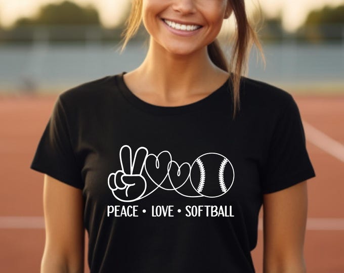 Peace Love Softball Shirt | Performance Shirt | Funny Softball Shirt | Trendy Softball Shirt | Softball Gifts | Free Shipping