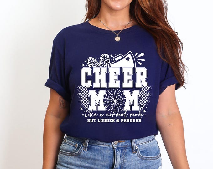 Louder and Prouder | Heart Megaphone Pom | Cheer Mom Shirt | Proud Cheer Mom | A4 Performance | Bella Canvas | Gildan