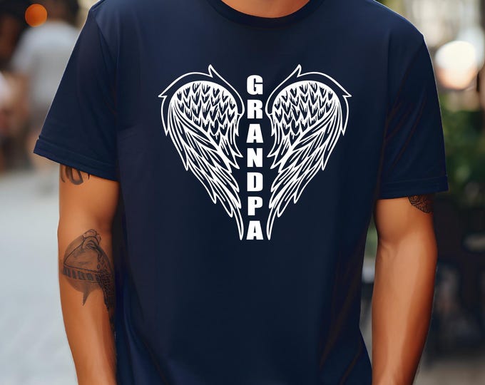Grandpa Memorial Shirt | In Memory of my Grandpa Shirt | Angel Wings | Angel Wing Heart | Rest in Peace | Celebration of Life | Ships Free