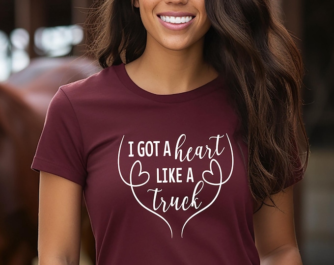 Country Music | Heart Like a Truck | Country Girl Shirt | Country Music TShirt | Gift for Country Music Fan | Free Shipping