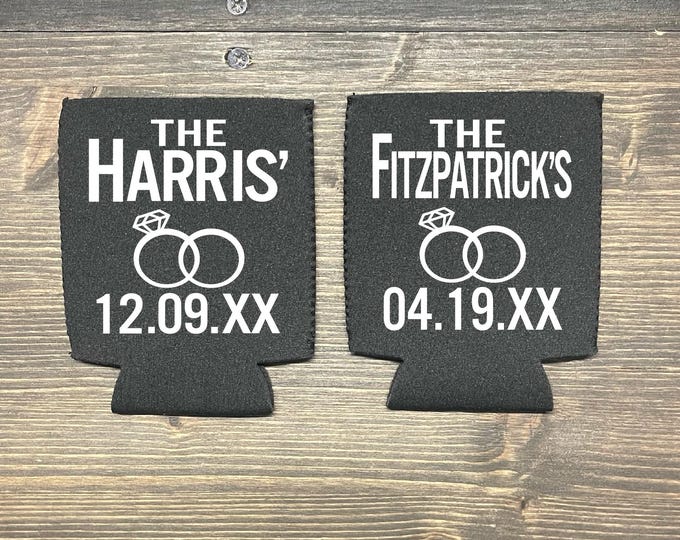 Custom Wedding Neoprene Can Coolers | Personalized Reception Coozies