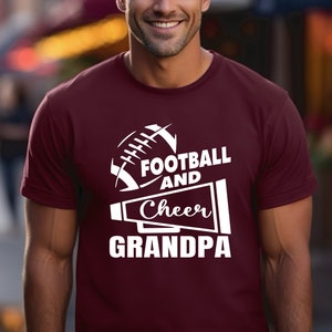 Custom Grandpa Football and Cheer Shirt | Personalized Name | Biggest Fan Family Game Day Tee