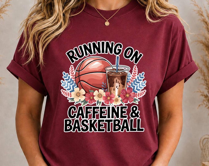 Running on Basketball and Caffeine | Basketball Mom Shirt | Game Day Family Tee | Basketball Tournaments