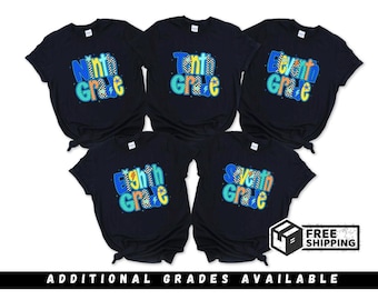 Secondary School Shirt | Blue Checkered | Sixth Grade | 7th | Back to School Shirt | 6-12 Grades Available | Teacher Shirt | Ships Free