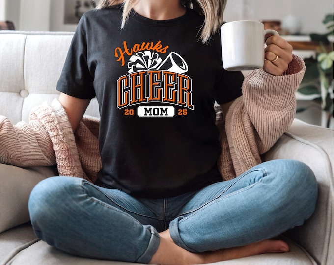 NEW Hawks Cheer Mom Shirt | Pom Pom and Megaphone | Comp Day Shirts | Free Shipping