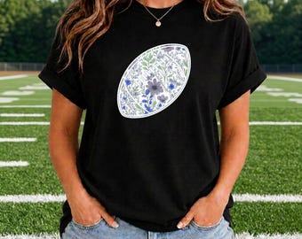 Football Chic | Pastel Floral Football Game Day Shirt | Football Lover Gift