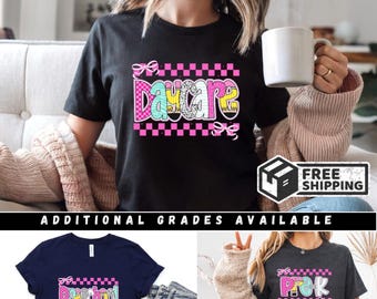 Daycare Shirt | Pre-K Shirt | Pink Checkered | Preschool | TK | Back to School Shirt | First Day of School | Teacher Shirt | Ships Free