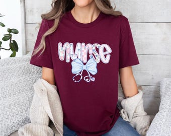 Classy Nurse Shirt | Cute Stethoscope Bow Shirt | Nurse Appreciation Shirt | Healthcare | Free Shipping