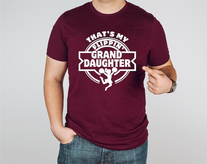 That’s my Flippin’ Granddaughter Cheer Shirt | Cheer Grandma Shirt | Cheer Grandpa Dry Fit | Cheer Competition Shirt for Grandparents