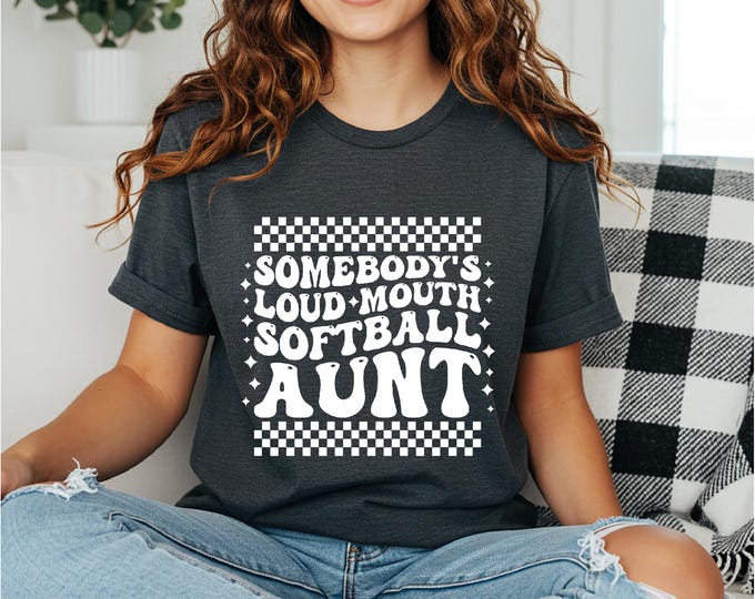 Loud Mouth Softball Aunt Shirt | White Design | Softball Game Day Shirt | Family Softball Shirts | Softball Gifts