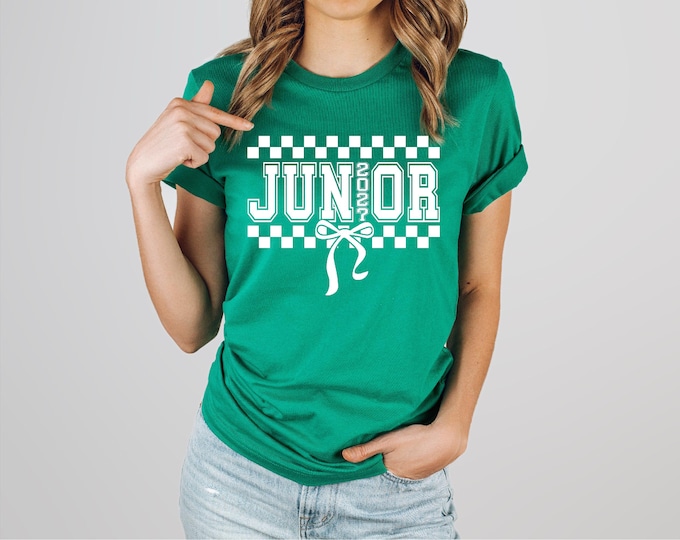 Junior Shirt | Class of 2027 | Checkered Bow | Retro | Back to School | High School | College | Graduation | Free Shipping