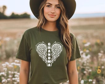 Grandma Memorial Shirt | In Memory of my Grandma Shirt | Angel Wings Shirt | Angel Wing Heart | Rest in Peace | Honor | Celebration of Life