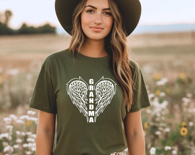 Grandma Memorial Shirt | In Memory of my Grandma Shirt | Angel Wings Shirt | Angel Wing Heart | Rest in Peace | Honor | Celebration of Life