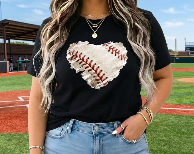 Baseball Mom Heart Shirt | Baseball Lover Gift, Game Day Apparel
