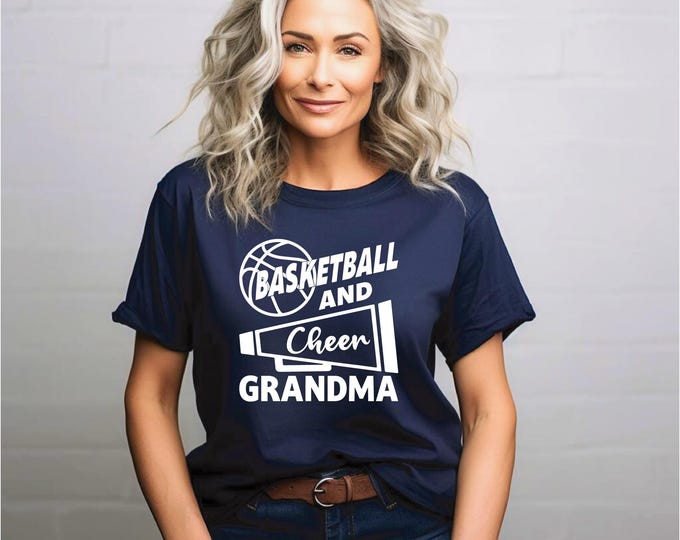 Proud Grandma of Both Basketball and Cheerleaders - Custom Name Shirt | Basketball and Cheer Shirt | Grandma of Both