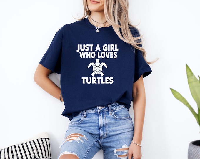 Turtle Shirt | Just a girl who loves turtles | Turtle Lover Shirt | Turtle Gifts | Free Shipping | Gift for Her