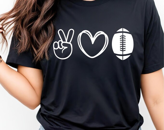 Peace Love Football | Minimalist Football Shirt | Football Game Day | Family Football Shirts | Free Shipping