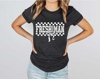 Freshman Shirt | Class of 2029 | Checkered Bow | Retro | Back to School | High School | College | Graduation | Free Shipping