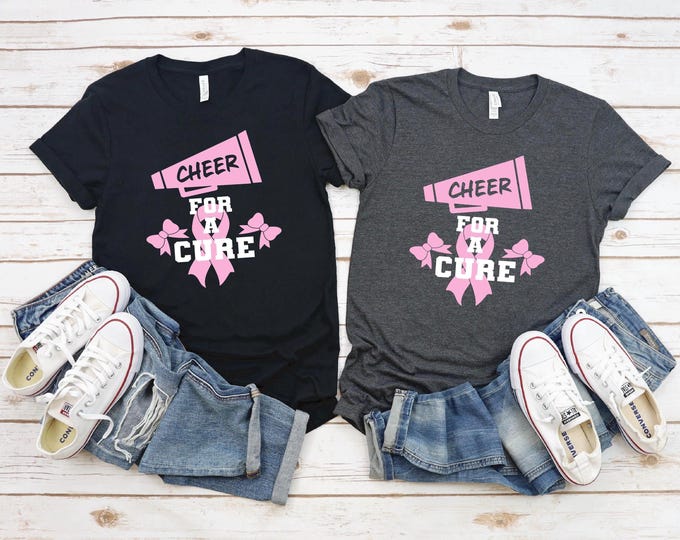 Cheer for the Cure Shirt | Cheer Themed Cancer Awareness Shirt | Wear Pink | Breast Cancer Tshirt | Pink Cheer Shirt