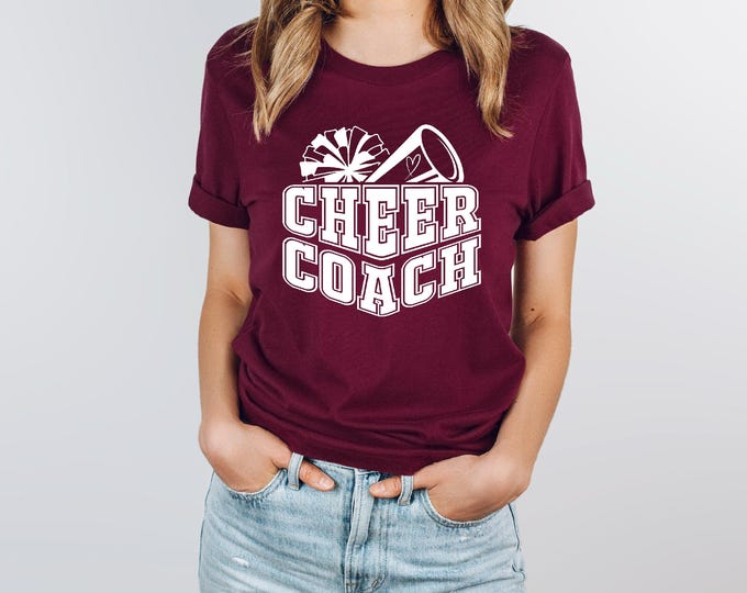 Cheer Coach Shirt | Perfect Gift for Coach | Megaphone | Pom Pom | Cheer Coach Game Day T-shirt | Free Shipping