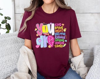 Motivational Teacher Shirt | Back to School Shirt | You are enough | You are brave | You are smart | First Day of School | Ships Free