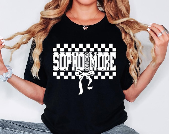 Sophomore Shirt Class of 2029 Checkered Chic Back to School College Graduation