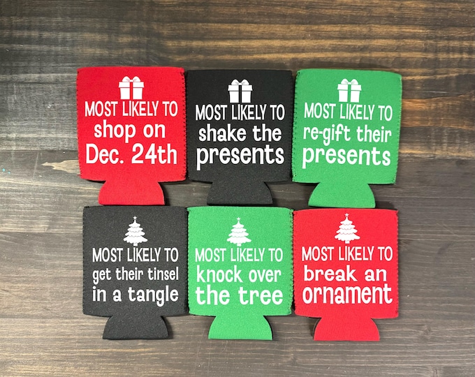 Funny Christmas Party Coozies | Christmas Can Coolers | Funny Christmas Coozies | Christmas Gag Gift | Standard Can Cooler