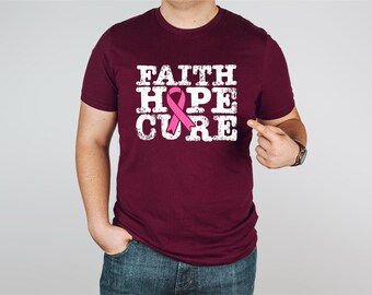 Faith Hope Cure | Pink Ribbon Shirt | Breast Cancer Awareness Shirt | Wear Pink | Breast Cancer Tshirt | Free Shipping