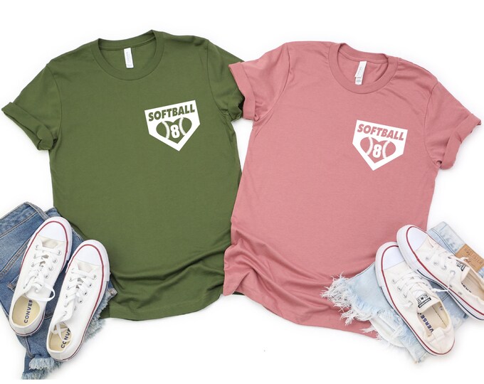 Custom Softball Mom | Softball Dad | Custom Softball Grandma | Custom Softball Shirt | Small Heart Design