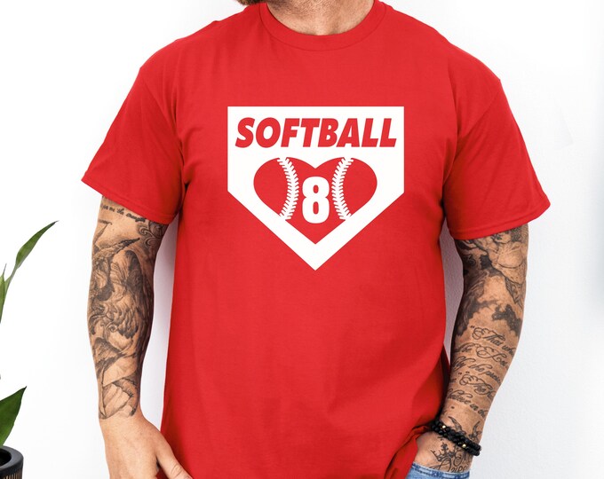 Softball Heart Shirt | Custom Softball Mom | Softball Dad | Custom Softball Grandma | Custom Softball Shirt