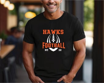 Custom Number Hawks Football Shirt | Hawks Football Shirt | Game Day Family Shirts | Free Shipping