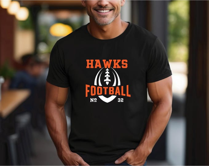 Custom Number Hawks Football Shirt | Hawks Football Shirt | Game Day Family Shirts | Free Shipping