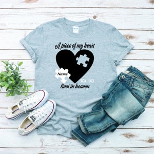 Memorial Shirt | In Memory Of | A Piece of my Heart Lives in Heaven | Rest in Peace | Honor | Celebration of Life | Free Shipping