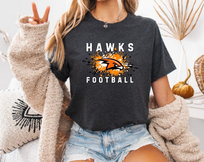 Hawks Football Shirt | Paint Splatter Design | Hawks Football Shirt | Game Day Family Shirts | Free Shipping