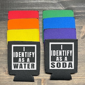 Funny Beer Can Coolers | Great Gag Gifts | I Identify as Water | Funny Coozies